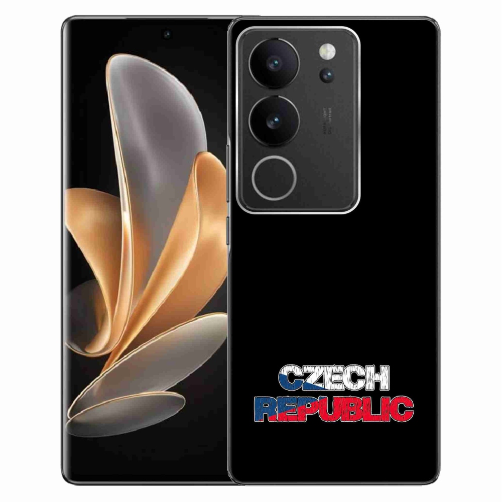 Gelový kryt mmCase na Vivo V29 5G - Czech Republic černé pozadí