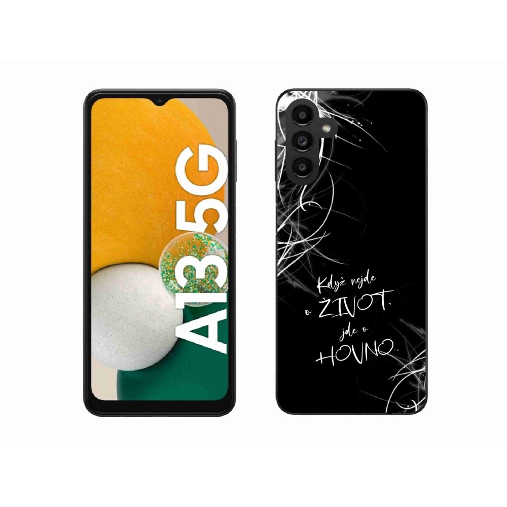 Gelový kryt mmCase na Samsung Galaxy A13 5G - vtipný text 16 černé pozadí