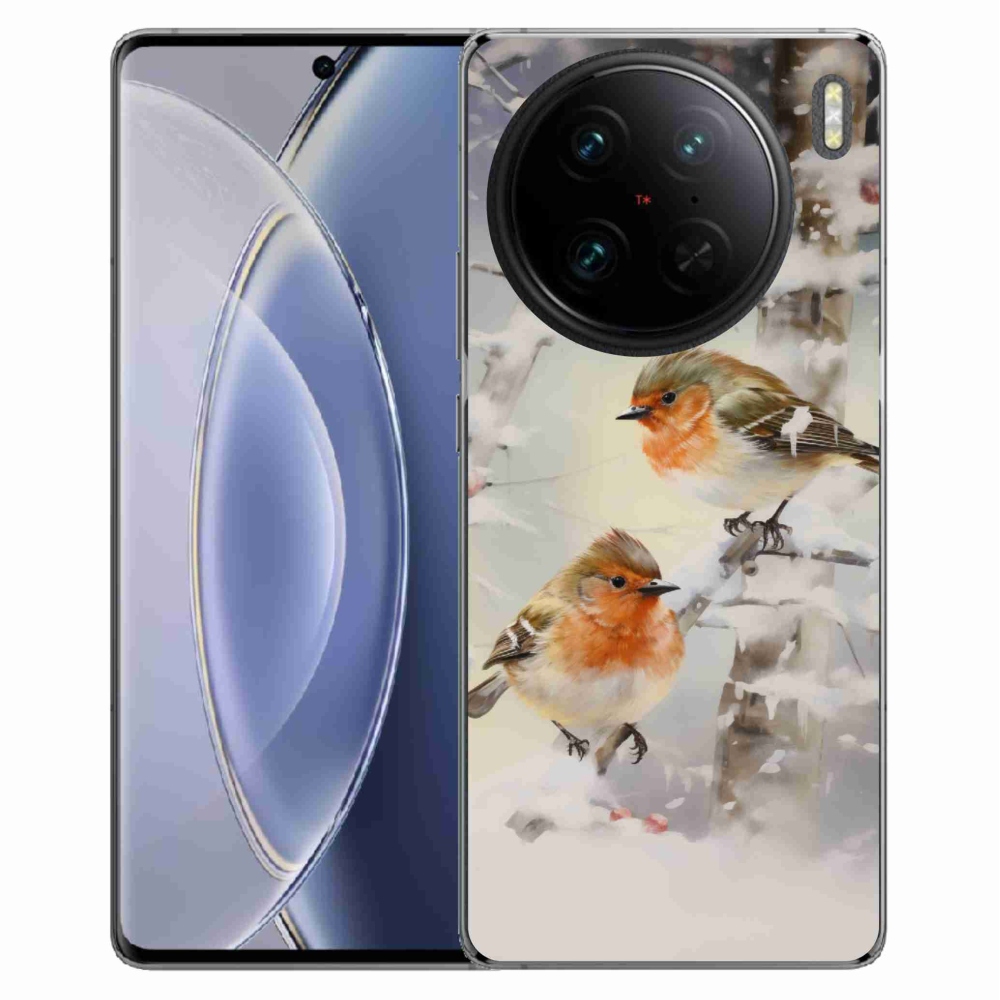 Gelový kryt mmCase na Vivo X90 Pro - ptáčci v zimě