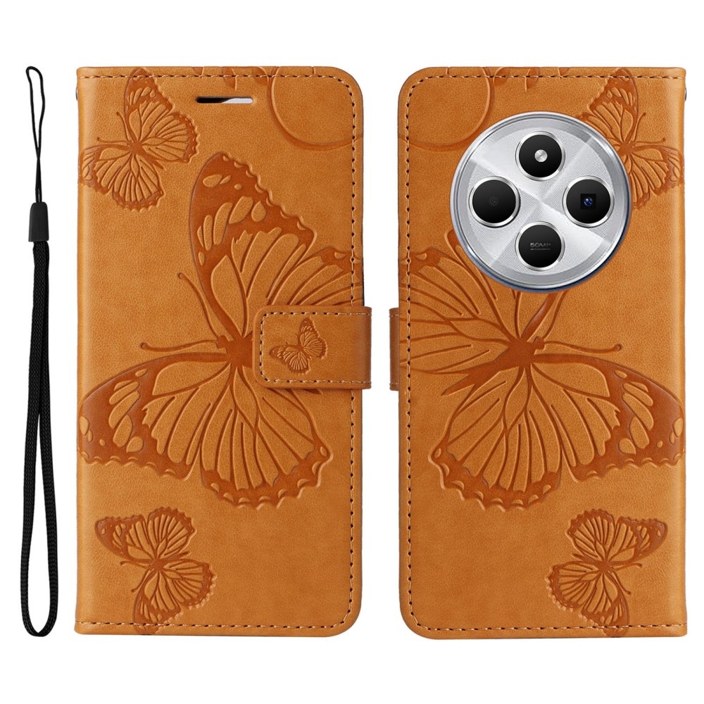 Big Butterfly knížkové pouzdro na Xiaomi Redmi 14C/Poco C75 - žluté