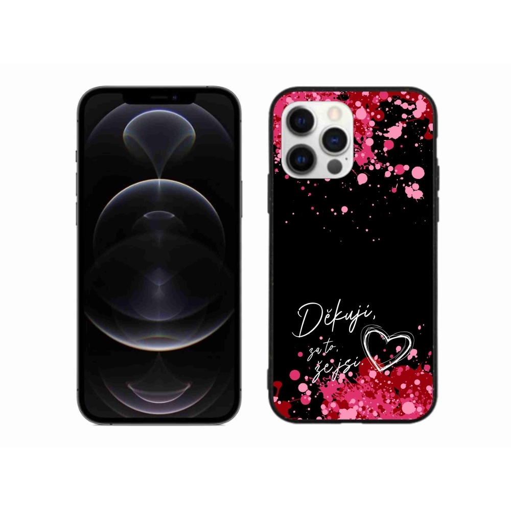 Gelový kryt mmCase na iPhone 12 Pro Max - zamilovaný text 2 černé pozadí