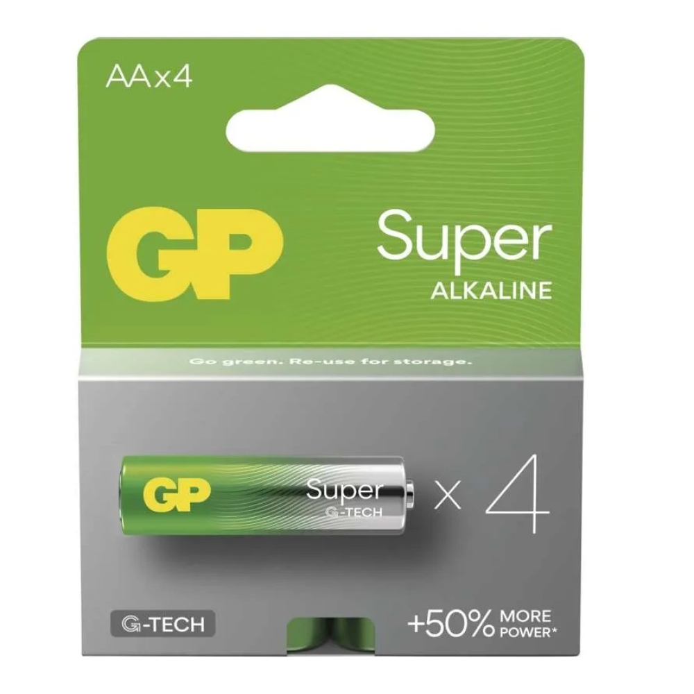 Alkalická baterie GP Super AA (LR6) - 4ks