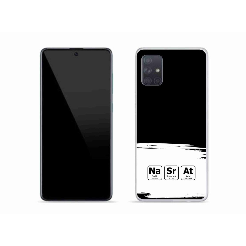 Gelový kryt mmCase na Samsung Galaxy A51 - chemické prvky bíločerné pozadí