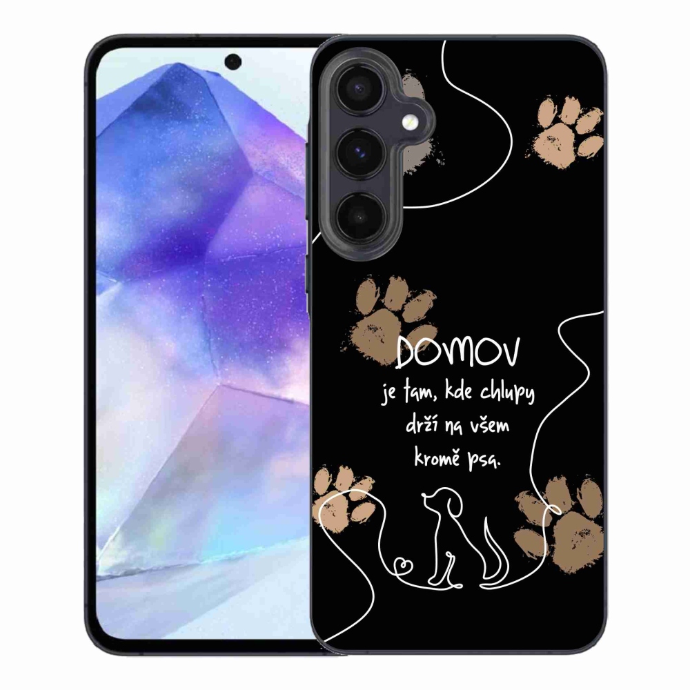 Gelový kryt mmCase na Samsung Galaxy A55 5G - psí motiv černé pozadí