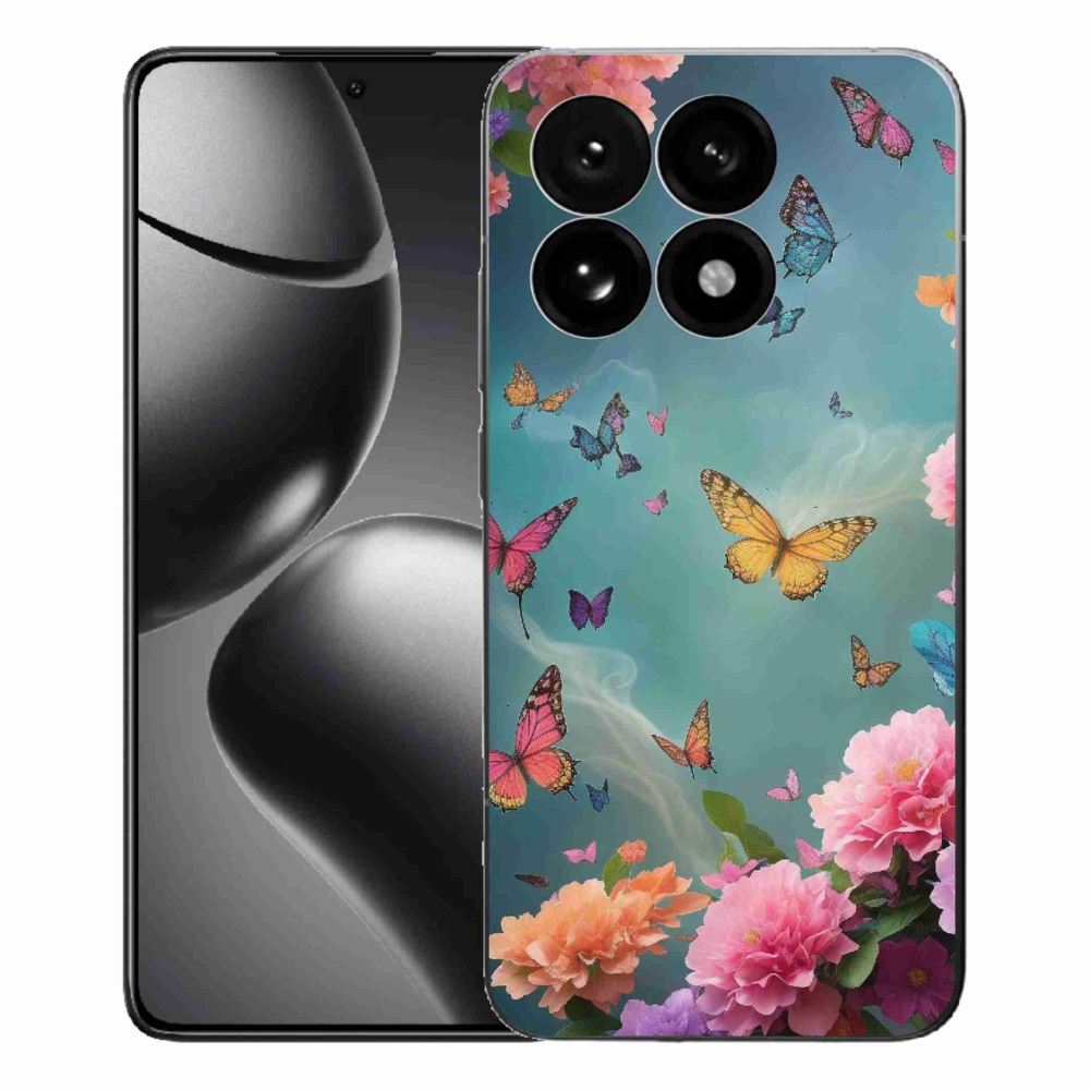 Gelový kryt mmCase na Xiaomi 15T - barevné květy a motýli