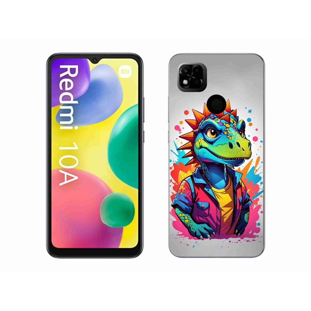Gelový kryt mmCase na Xiaomi Redmi 10A - barevný dinosaurus