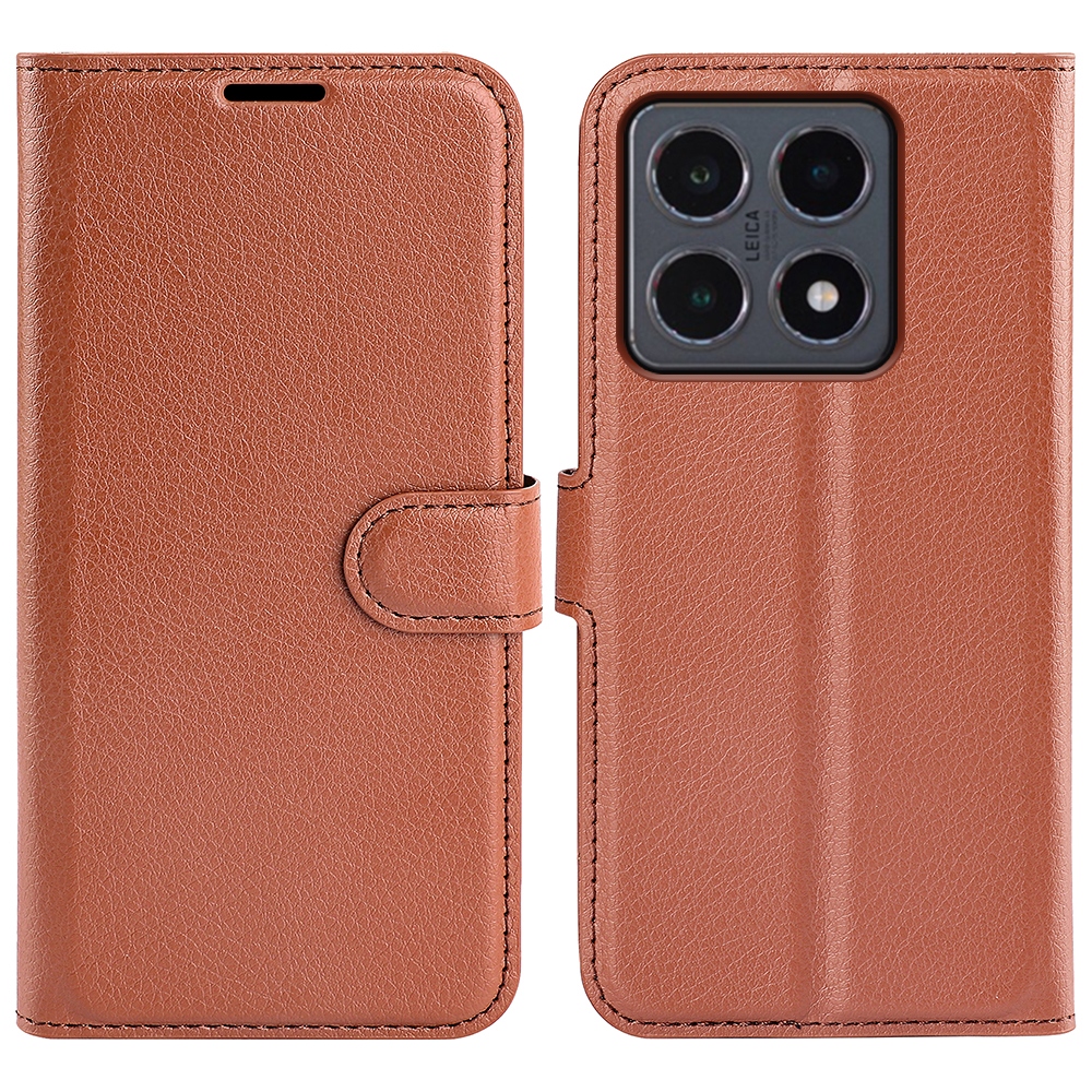 Litchi knížkové pouzdro na Xiaomi 15T - hnědé