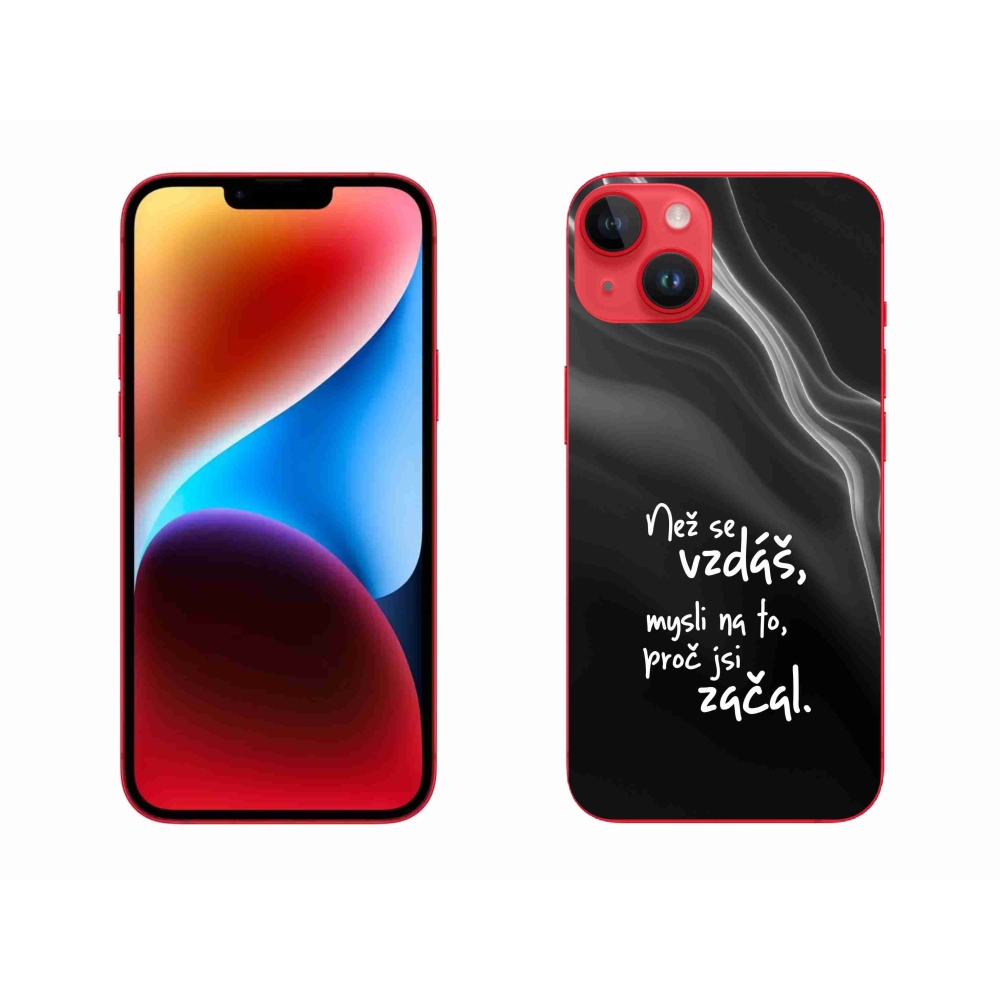 Gelový kryt mmCase na iPhone 14 Plus - citát 2 černé pozadí