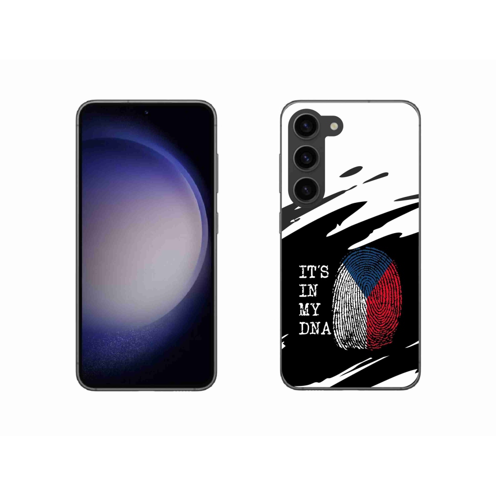 Gelový kryt mmCase na Samsung Galaxy S23 5G - vlajka otisk prstu černobílé pozadí