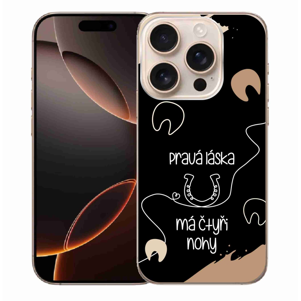 Gelový kryt mmCase na iPhone 16 Pro Max - koňský motiv černé pozadí