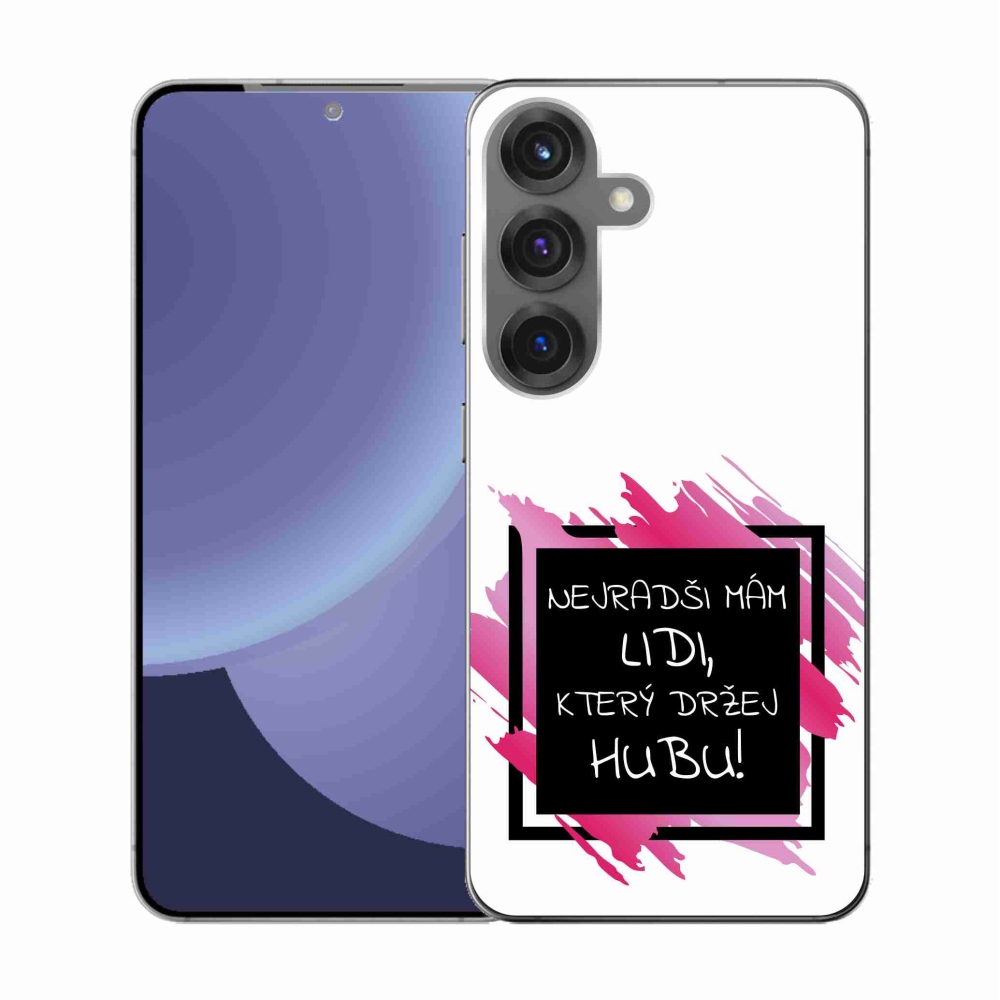Gelový kryt mmCase na Samsung Galaxy S25 - vtipný text 7 černobílé pozadí