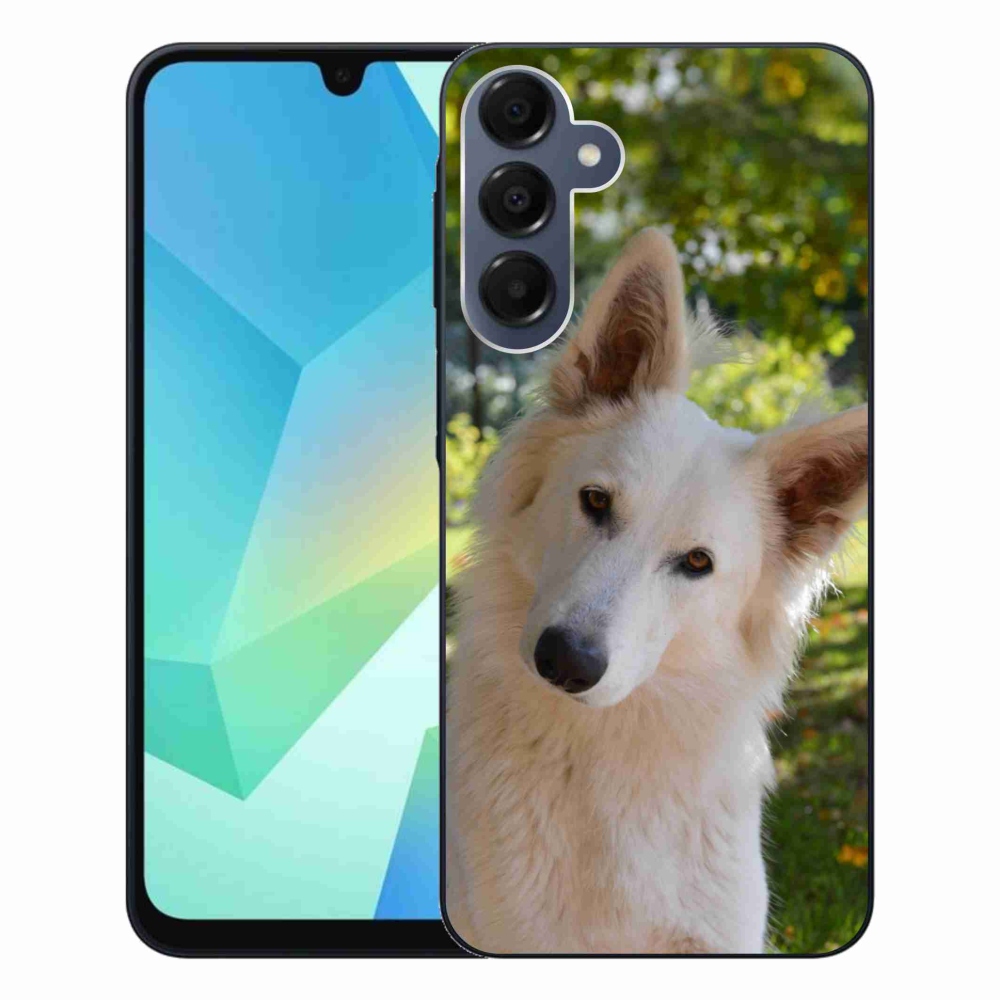 Gelový kryt mmCase na Samsung Galaxy A16 4G/5G - bílý švýcarský ovčák 1