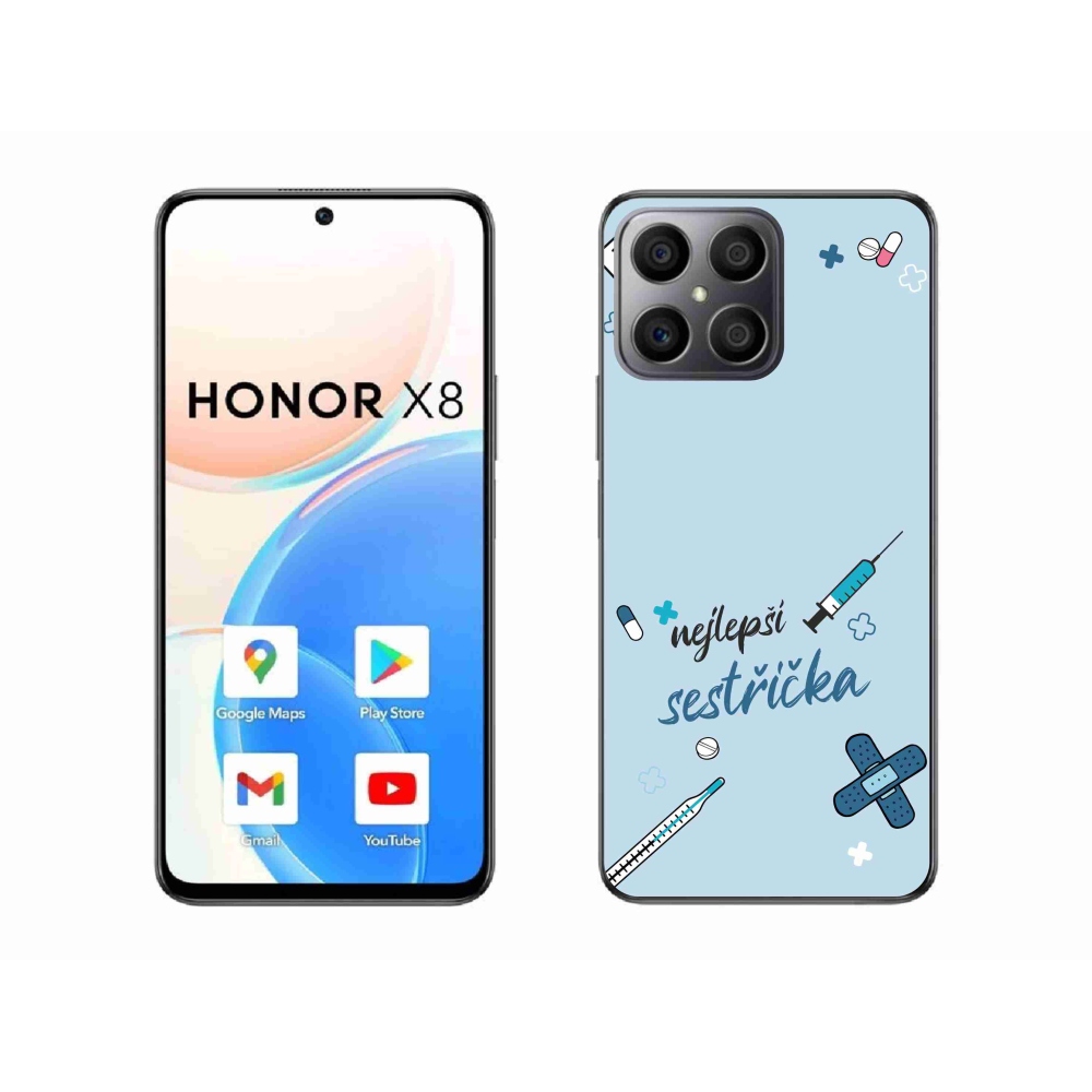 Gelový kryt mmCase na Honor X8 4G - nejlepší sestřička modré pozadí