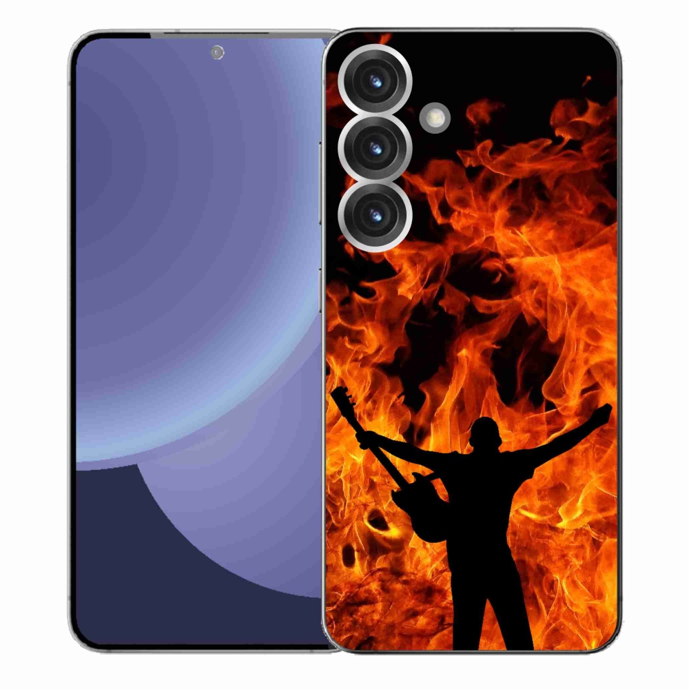 Gelový kryt mmCase na Samsung Galaxy S25+ - muzikant a oheň