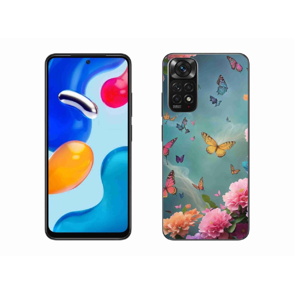 Gelový kryt mmCase na Xiaomi Redmi Note 11S 4G - barevné květy a motýli