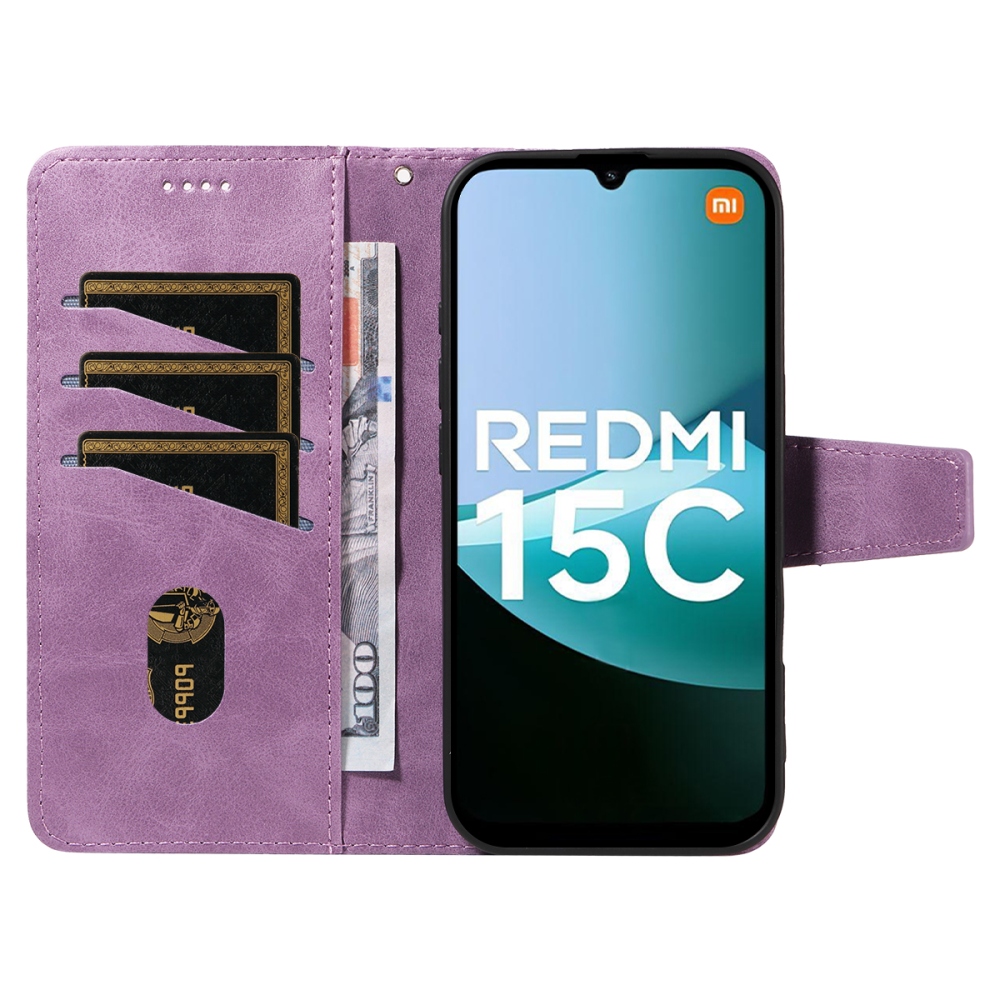 Grids knížkové pouzdro na Xiaomi Redmi 15C 4G/5G (173mm) - světlefialové