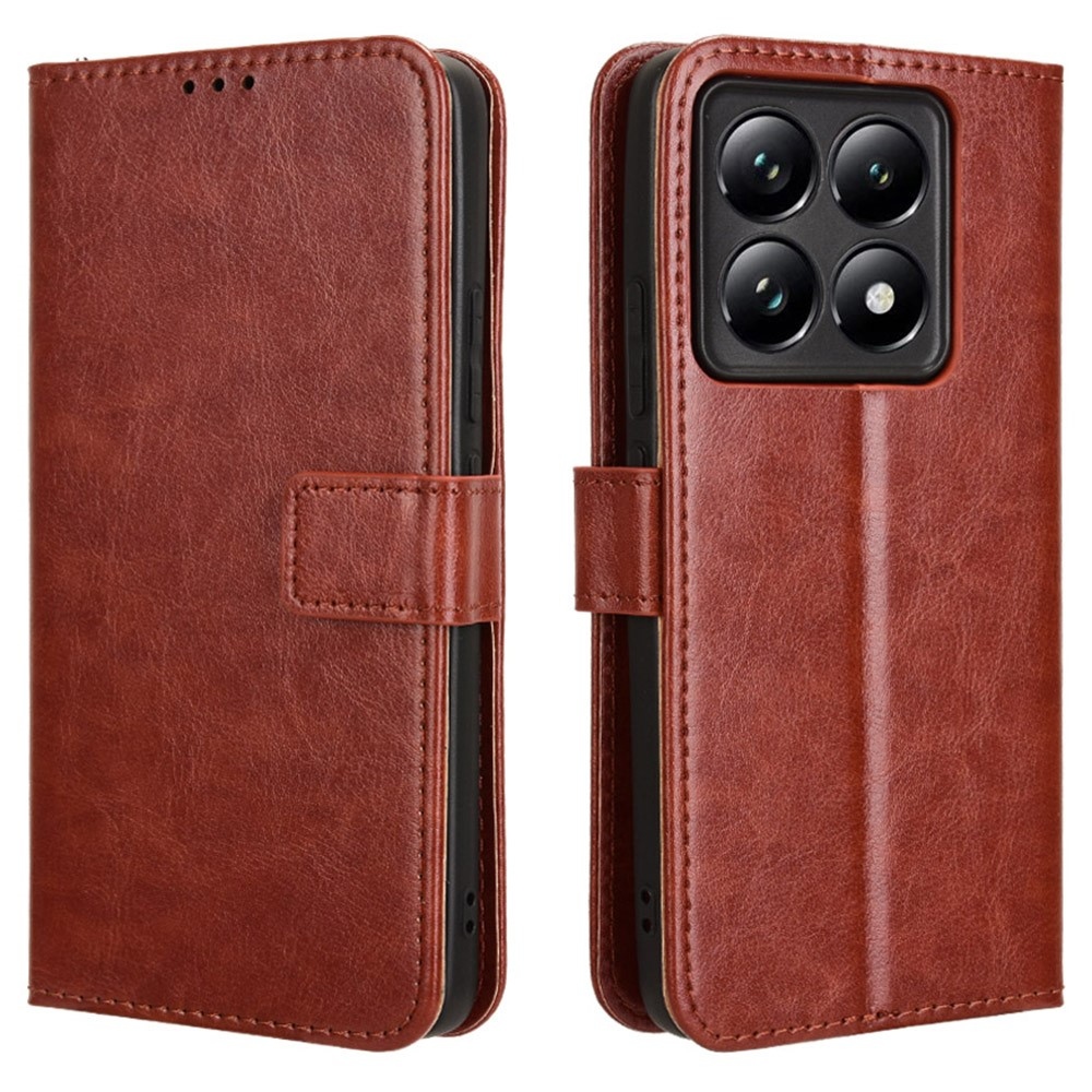 Crazy knížkové pouzdro na Xiaomi 14T Pro - hnědé