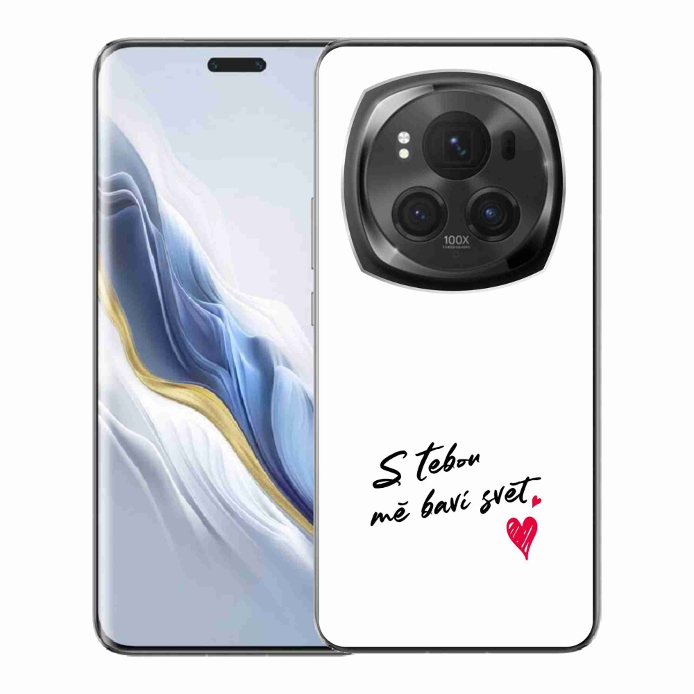 Gelový kryt mmCase na Honor Magic 6 Pro 5G - zamilovaný text 1 bílé pozadí