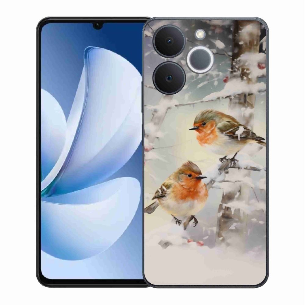 Gelový kryt mmCase na Realme Note 70T - ptáčci v zimě