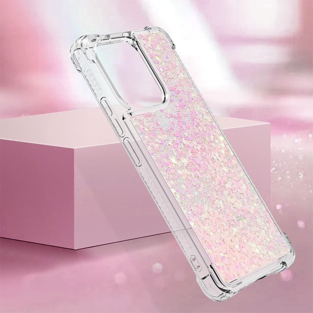 Glitter gelový přesýpací obal na Xiaomi Redmi Note 13 - růžový/hvězdičky
