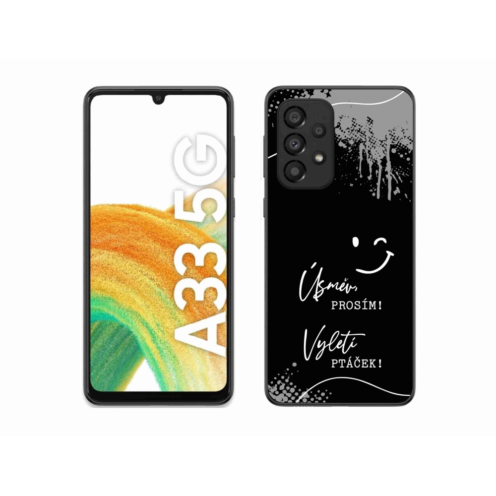 Gelový kryt mmCase na Samsung Galaxy A33 5G - vtipný text 4 černé pozadí