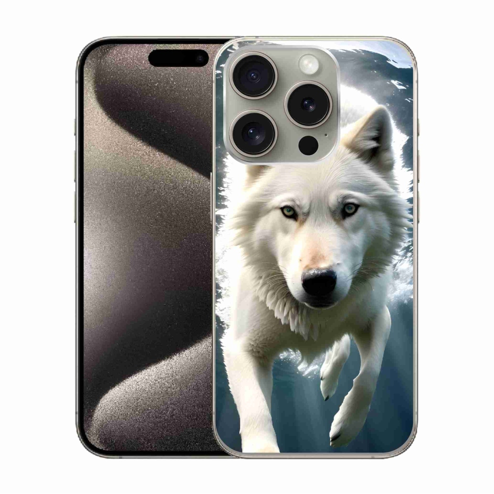 Gelový kryt mmCase na iPhone 15 Pro - bílý vlk