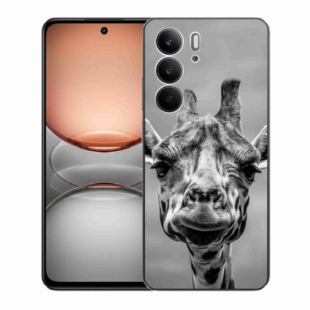 Gelový kryt mmCase na Realme C75 - černobílá žirafa