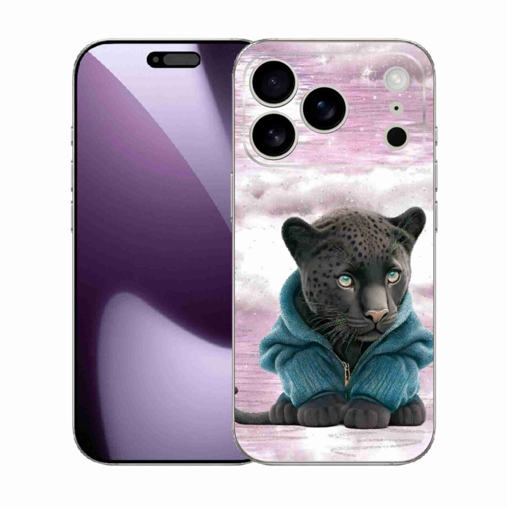 Gelový kryt mmCase na iPhone 17 Pro - černý panter ve svetru