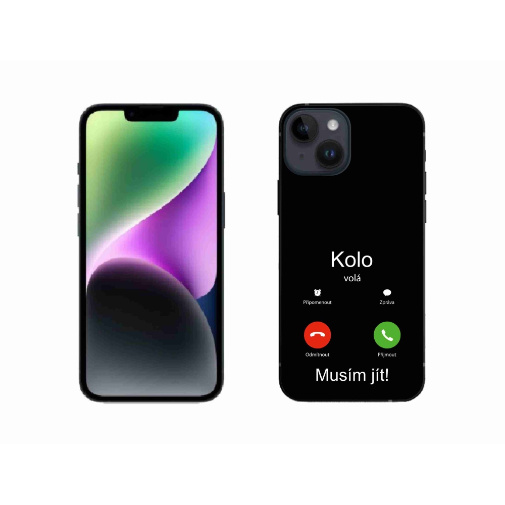 Gelový kryt mmCase na iPhone 14 - kolo volá černé pozadí