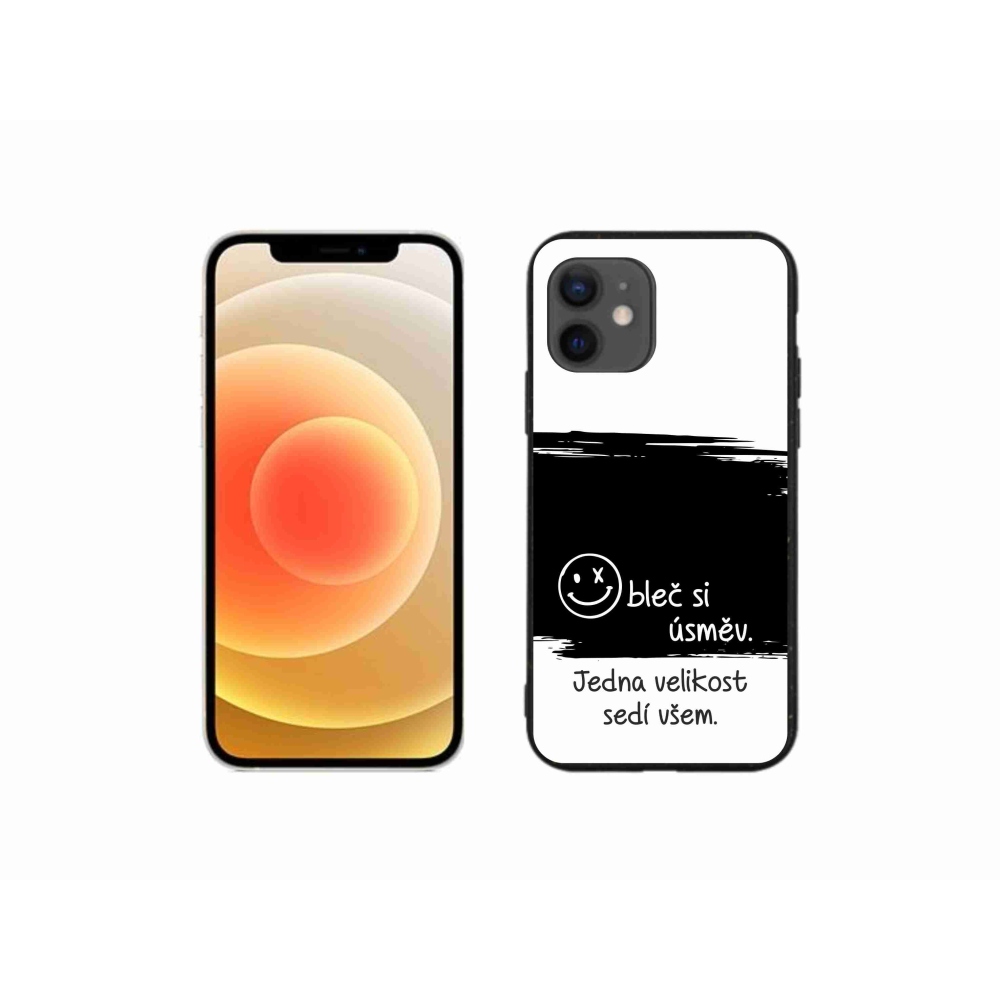 Gelový kryt mmCase na iPhone 12 mini - vtipný text 8 černobílé pozadí