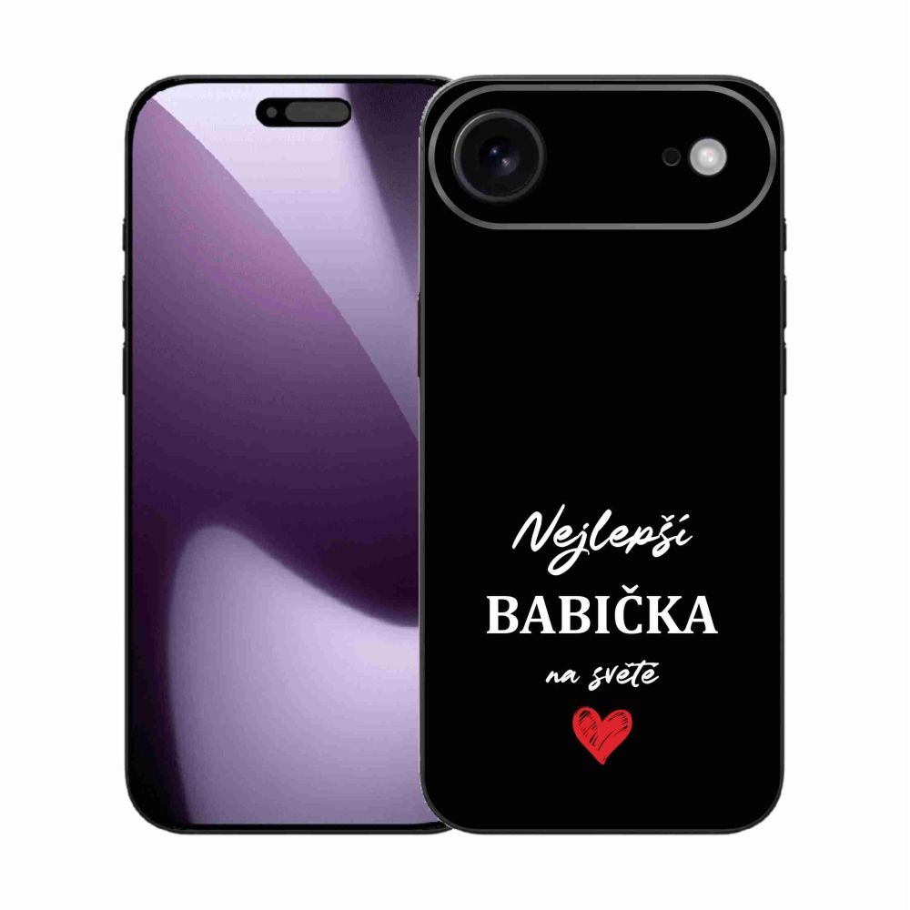 Gelový kryt mmCase na iPhone 17 Air - nejlepší babička 1 černé pozadí