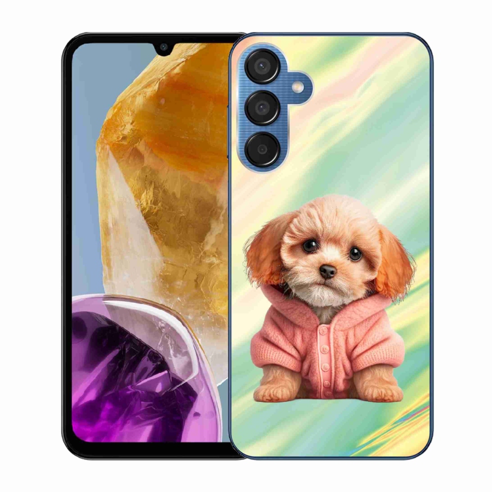 Gelový kryt mmCase na Samsung Galaxy M15 5G - štěně ve svetru