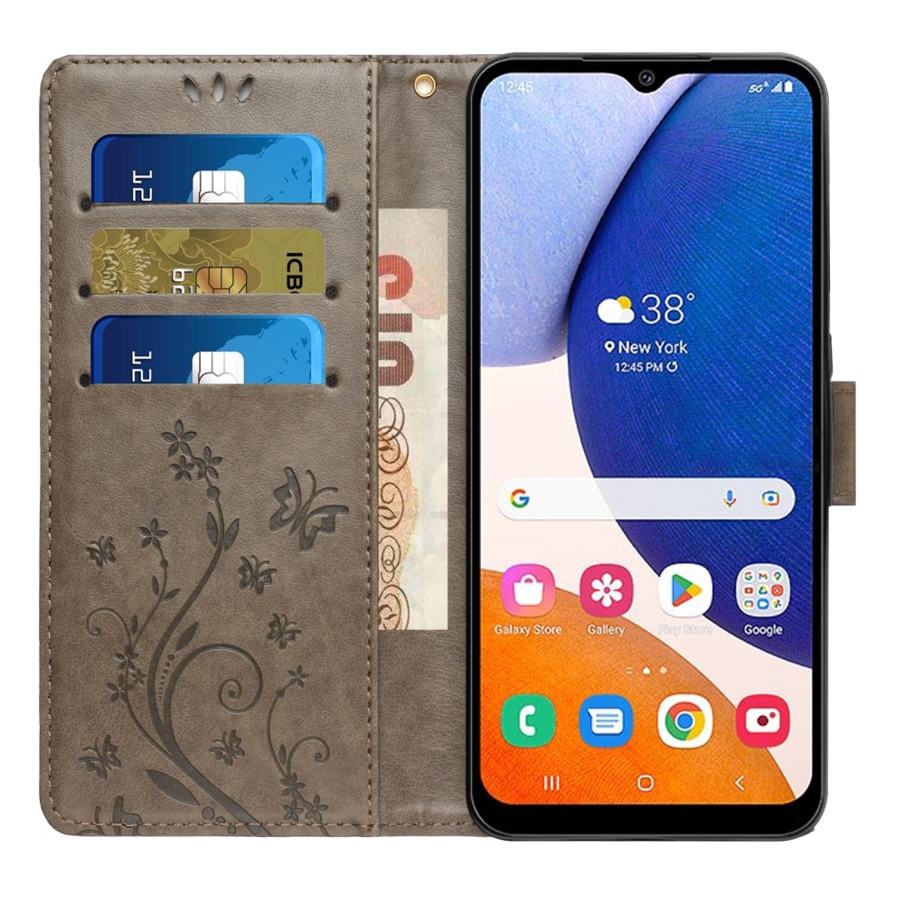 Flowers knížkové pouzdro na Samsung Galaxy A05s - šedé
