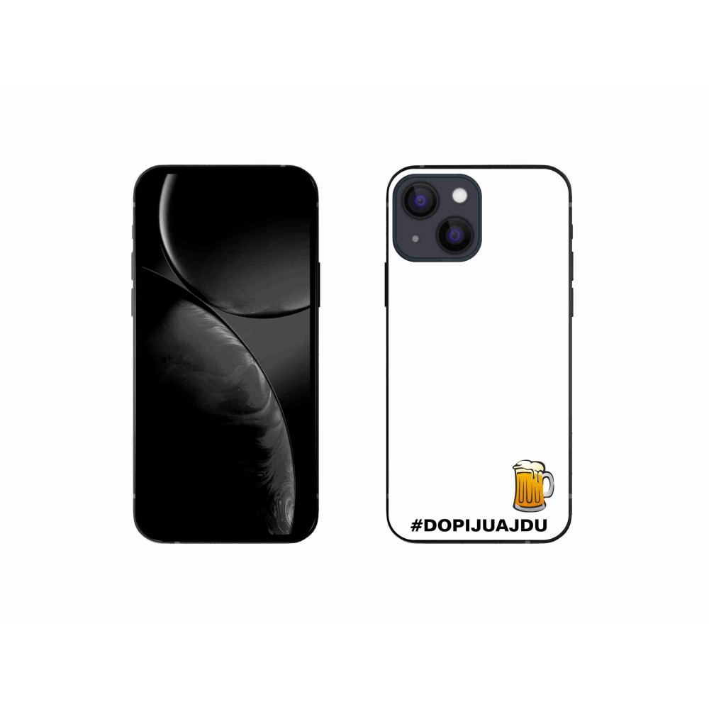 Gelový kryt mmCase na iPhone 13 mini 5.4 - pivní motiv 1 bílé pozadí