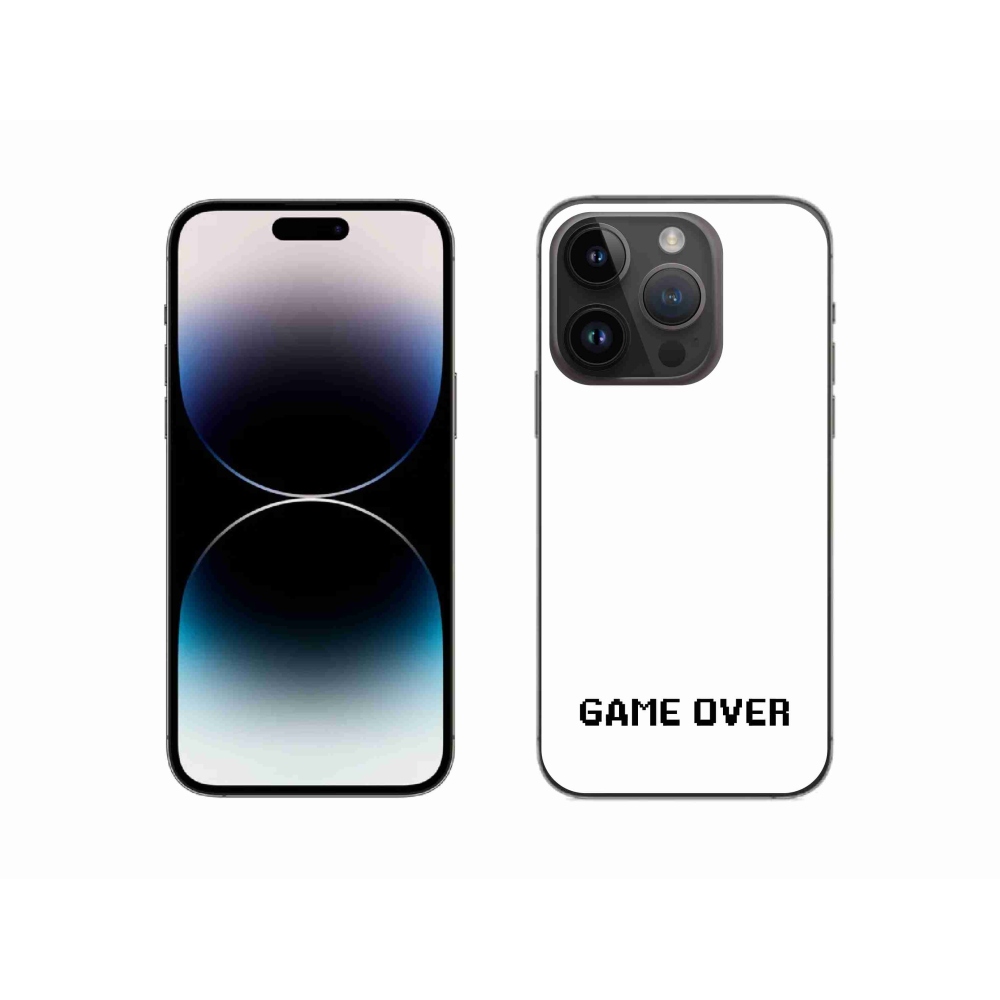 Gelový kryt mmCase na iPhone 14 Pro 6.1 - game over bílé pozadí