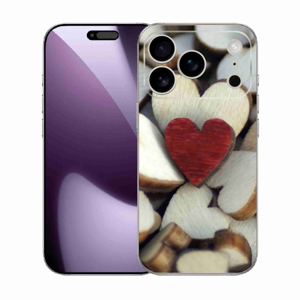 Gelový kryt mmCase na iPhone 17 Pro - gravírované červené srdce 