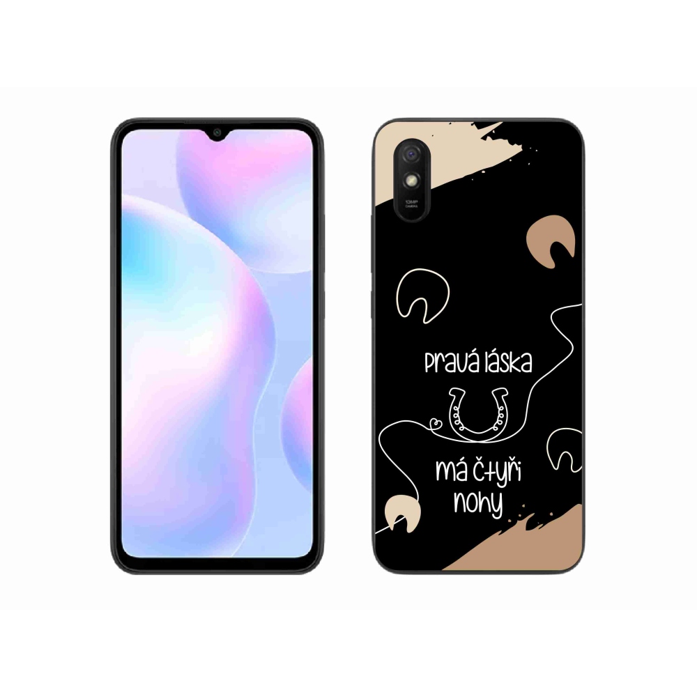 Gelový kryt mmCase na Xiaomi Redmi 9AT - koňský motiv černé pozadí