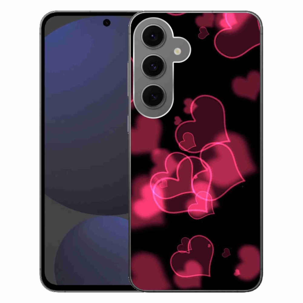 Gelový kryt mmCase na Samsung Galaxy S24 FE - červená srdíčka