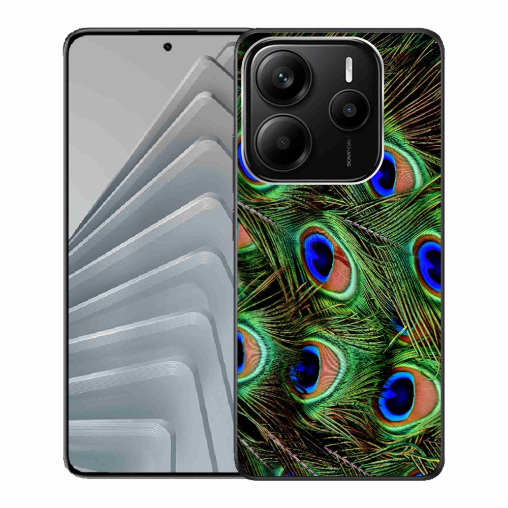 Gelový kryt mmCase na Xiaomi Redmi Note 14 5G - paví peří