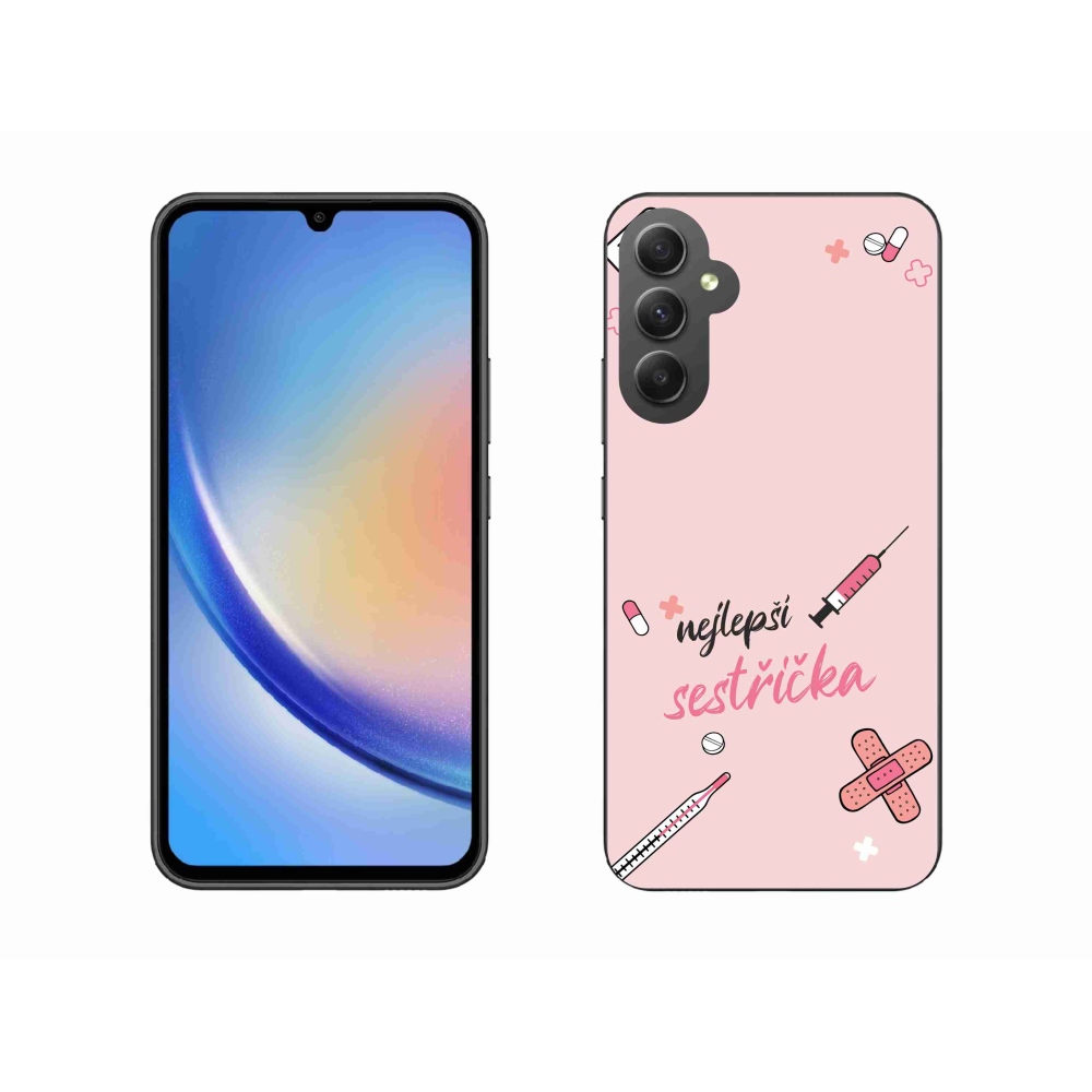 Gelový kryt mmCase na Samsung Galaxy A34 5G - nejlepší sestřička růžové pozadí