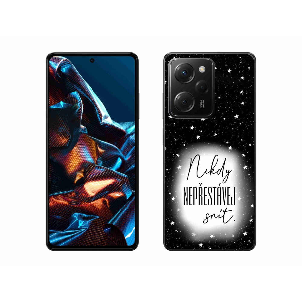 Gelový kryt mmCase na Xiaomi Poco X5 Pro 5G - citát 1 bíločerné pozadí