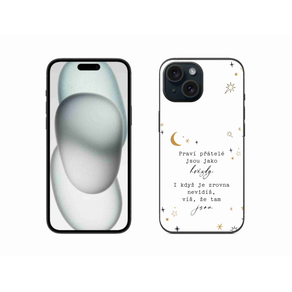 Gelový kryt mmCase na iPhone 15 - citát 6 bílé pozadí