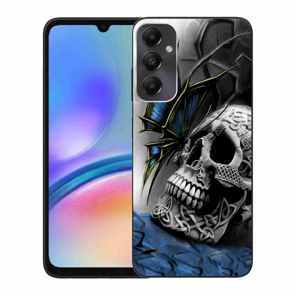 Gelový kryt mmCase na Samsung Galaxy A05s - motýl a lebka