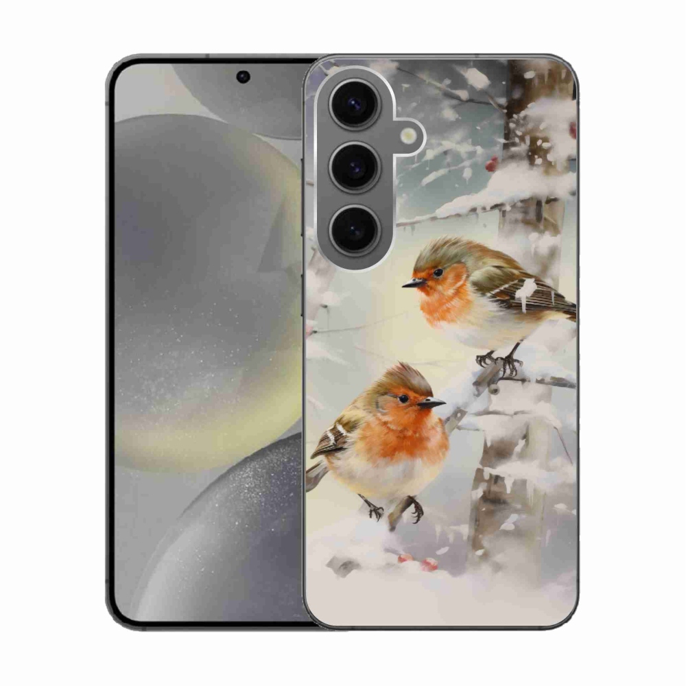 Gelový kryt mmCase na Samsung Galaxy S24 - ptáčci v zimě
