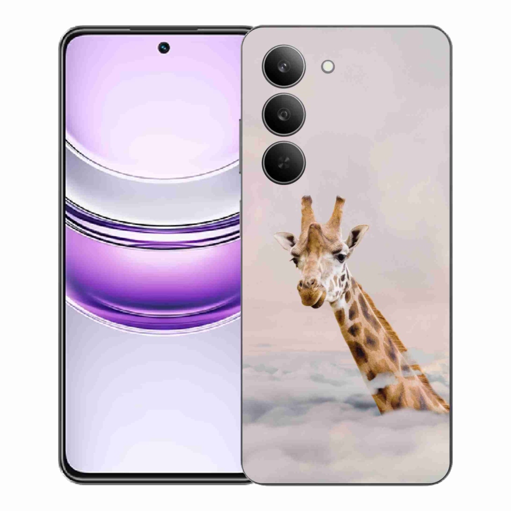 Gelový kryt mmCase na Realme 14x 5G - žirafa v oblacích
