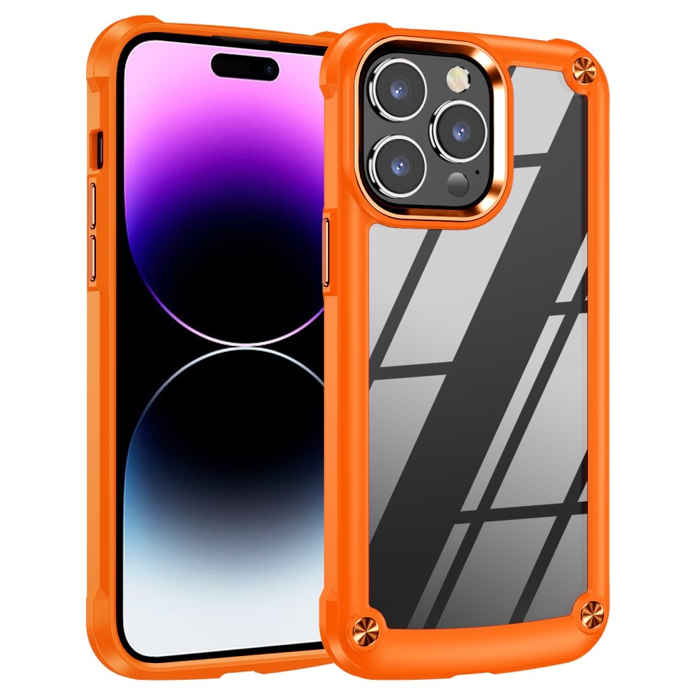 Gelový obal s pevnými zády na iPhone 15 Pro Max - oranžový