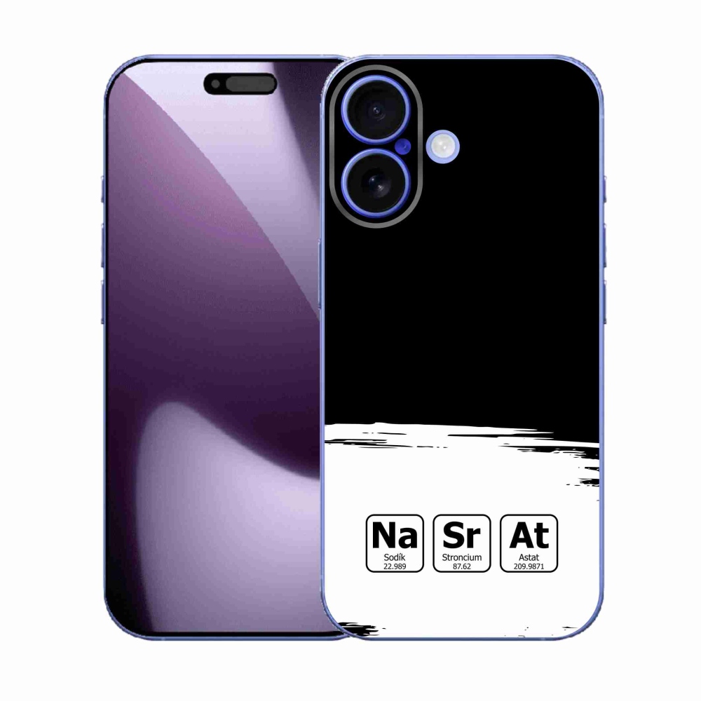 Gelový kryt mmCase na iPhone 17 - chemické prvky bíločerné pozadí