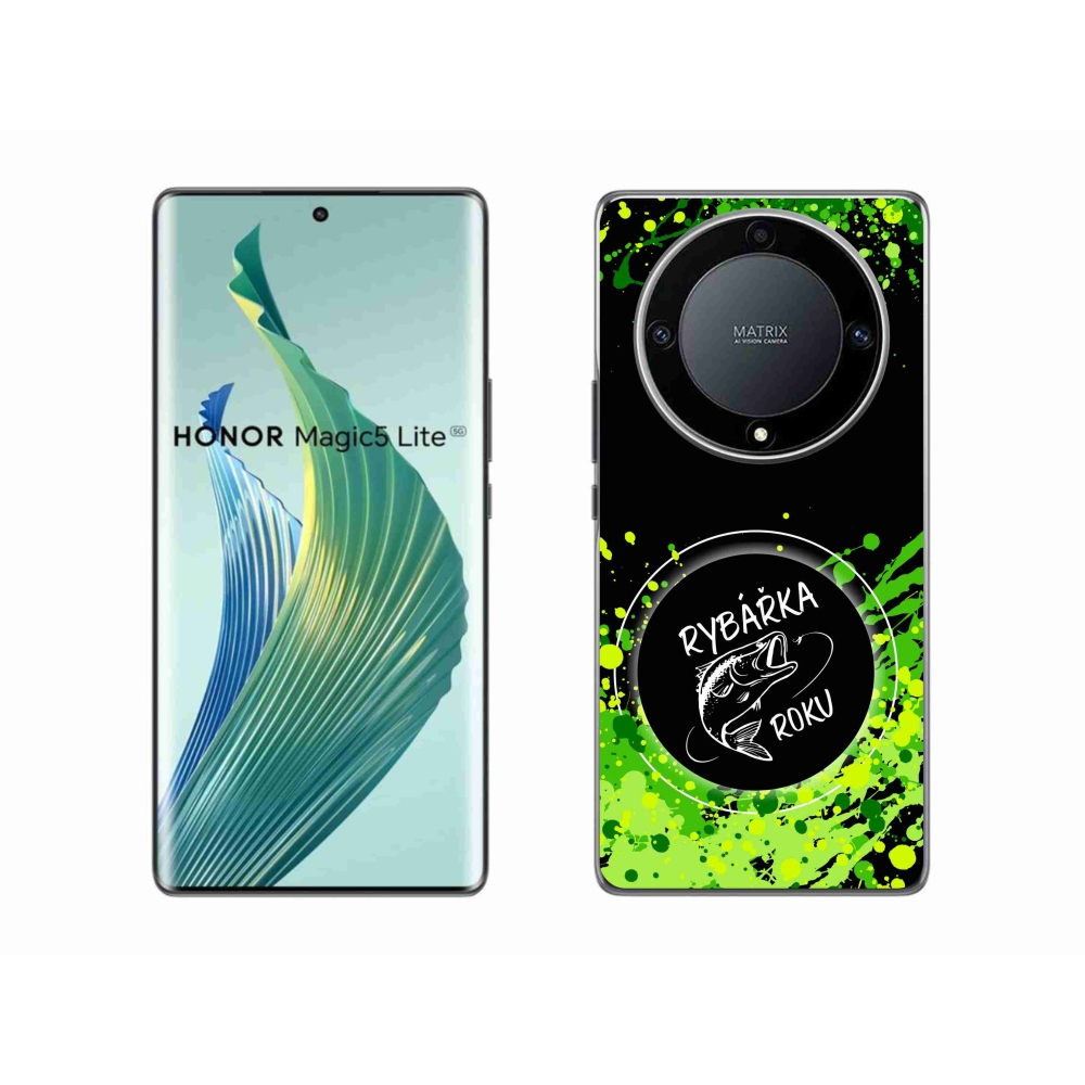 Gelový kryt mmCase na Honor Magic 5 Lite 5G - rybářka roku černé pozadí