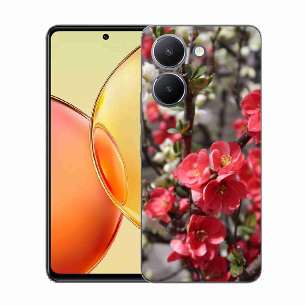 Gelový kryt mmCase na Vivo Y36 - červené květy