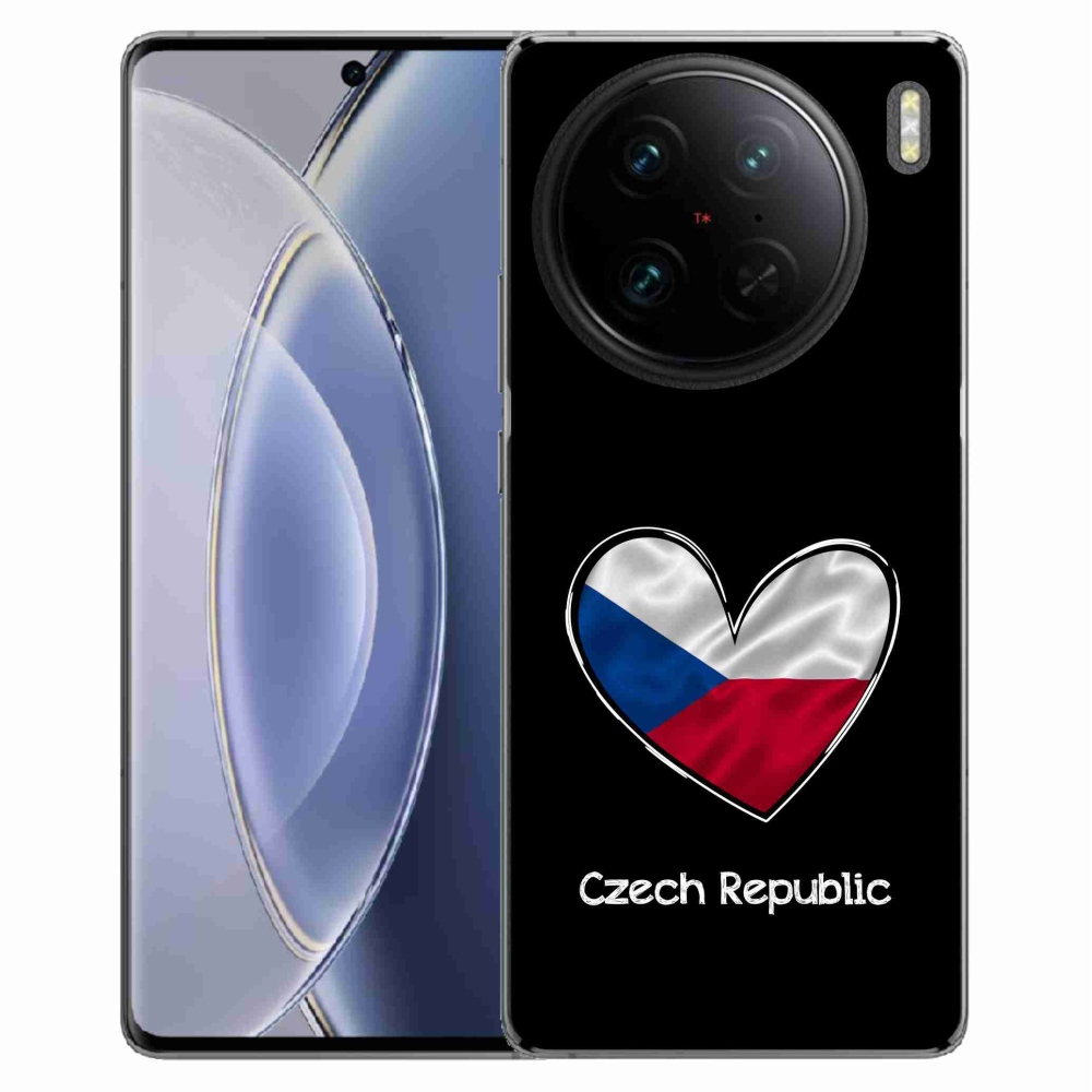 Gelový kryt mmCase na Vivo X90 Pro - vlajka srdce černé pozadí